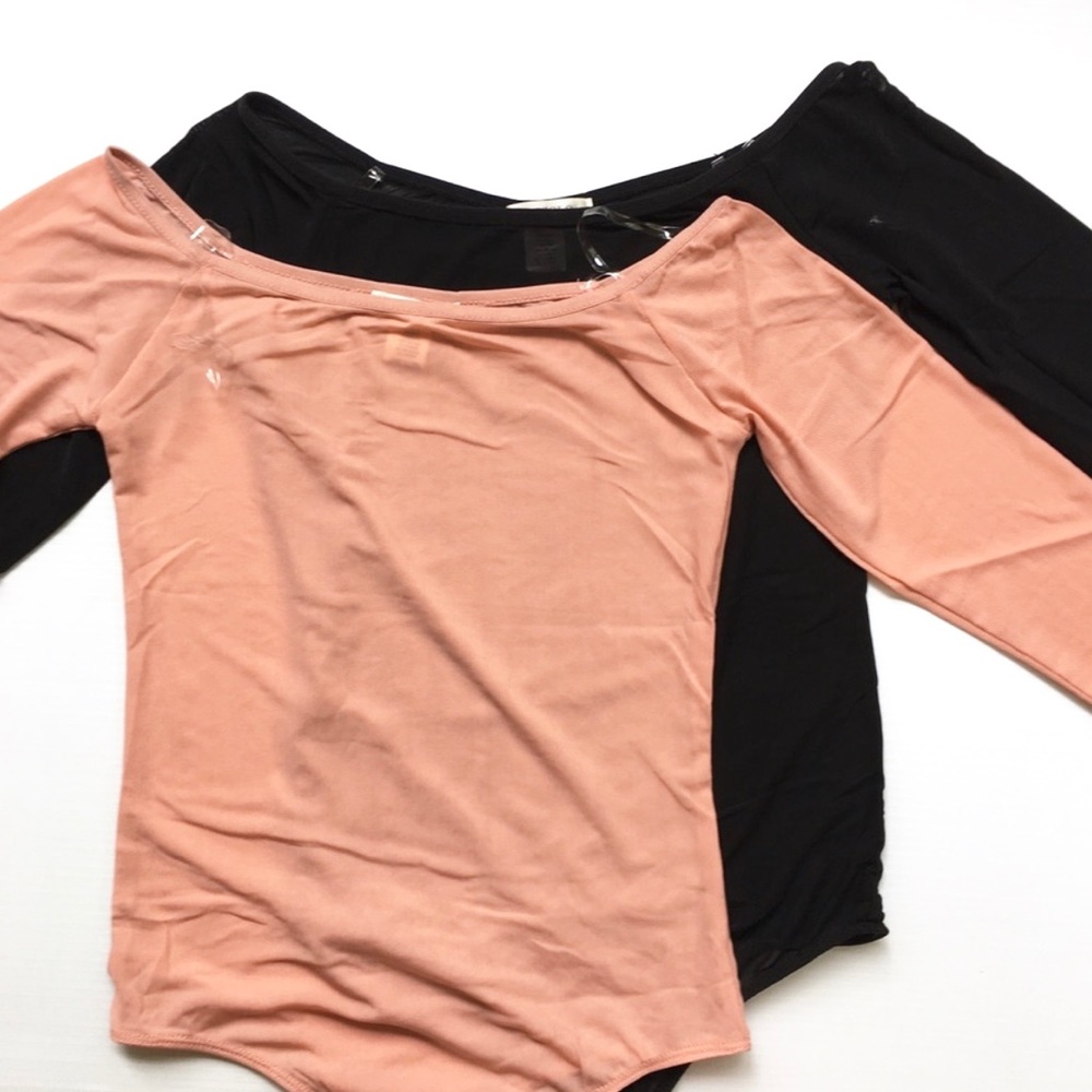 NWOT Black Sheer Mesh Off the Shoulder Bodysuit - Picture 6 of 6